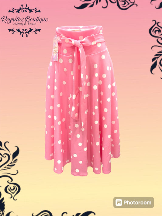 Pink polka dot skirt with ribbon B