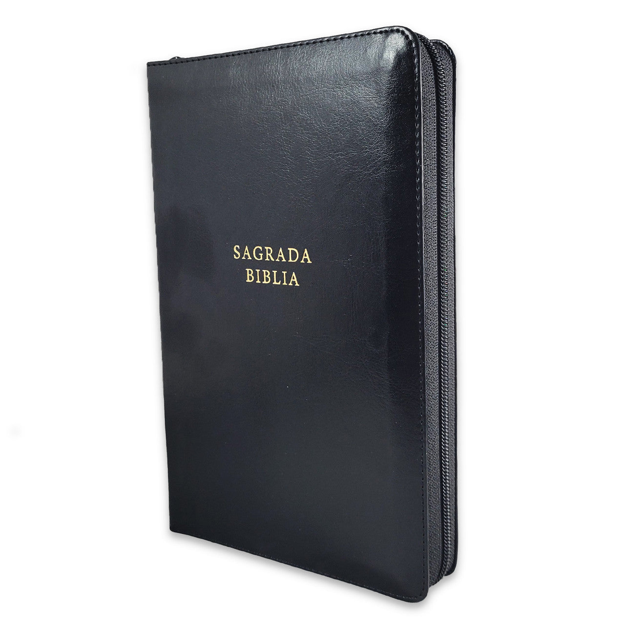 Holy Bible with Zipper, American Bible, Personal Size Faux Leather Black - Catholic Bible