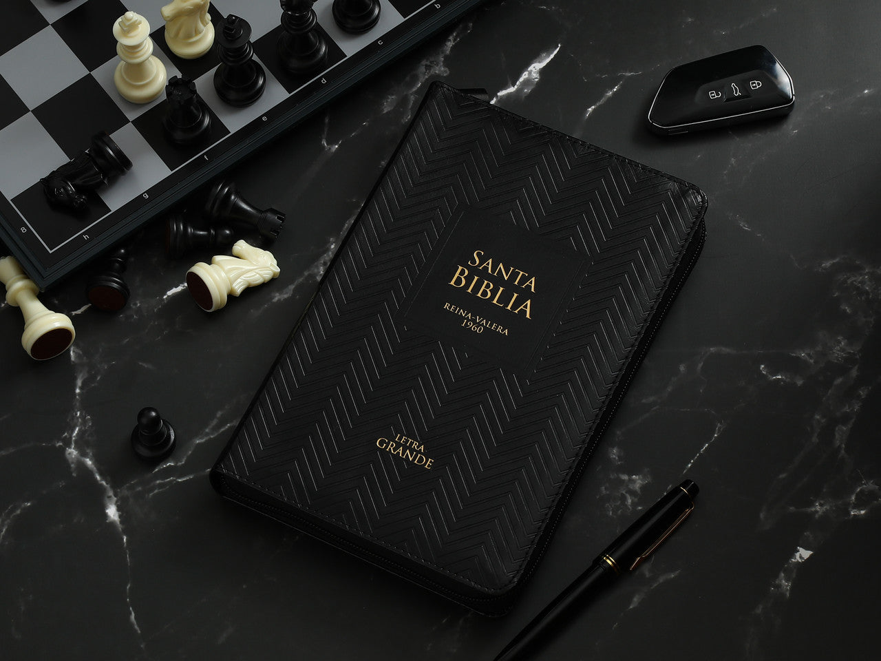 Large Print 12 point Zipper Bible RV1960 imitation black with index