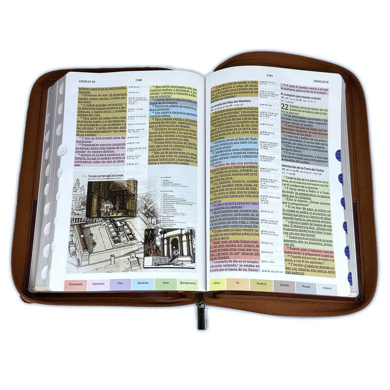 Rainbow Study Bible with Closure RV1960 imitation brown duotone leather with index - But those who wait for Jehovah