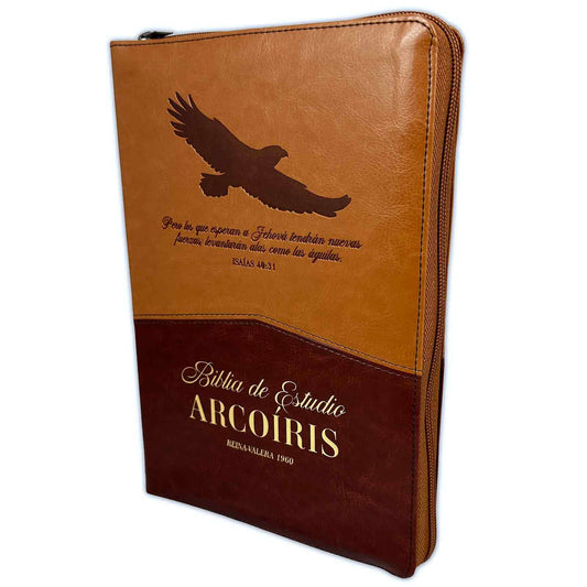 Rainbow Study Bible with Closure RV1960 imitation brown duotone leather with index - But those who wait for Jehovah