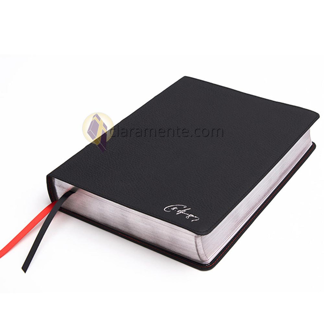 Spurgeon Large Print Study Bible: RV1960 - black genuine leather with silver edges