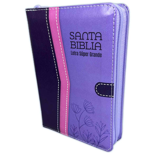 Compact Bible with RV1960 Closure: imitation. lilac leather with index