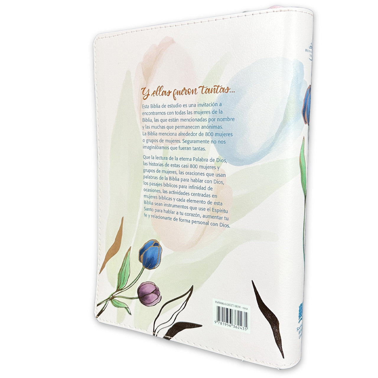 Ser Mujer Study Bible with Large Print Closure RV1960, imitation leather pink floral and tulips with index