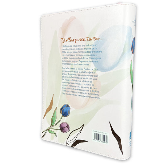 Ser Mujer Study Bible with Large Print Closure RV1960, imitation leather pink floral and tulips with index