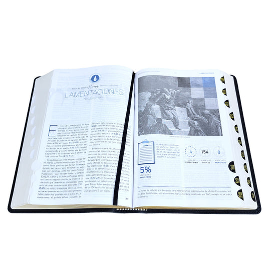 Study Bible of the Prophetic and Eschatological Message RV1960, imitation black leather with index
