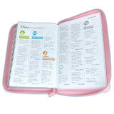 Bible with Large Print Closure 12 points RV1960 imitation. pink and white floral with index - Virtuosa Woman