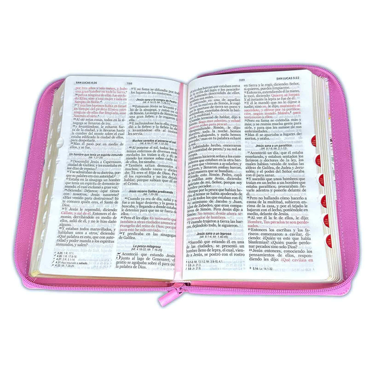 Bible with Large Print Closure 12 points RV1960 imitation. dark pink floral with index - Virtuosa Woman
