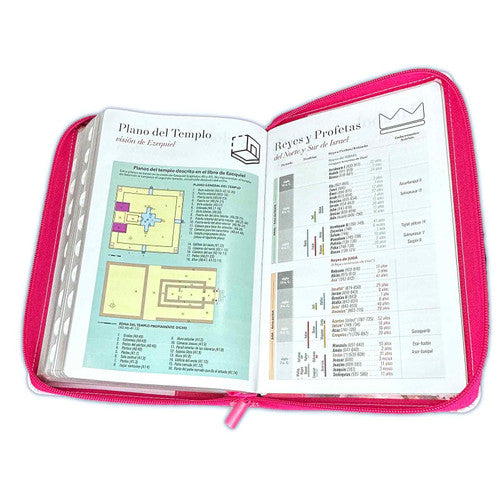 Bible with Large Print Closure 12 points RV1960 imitation. floral and fuchsia with index - Virtuosa Woman