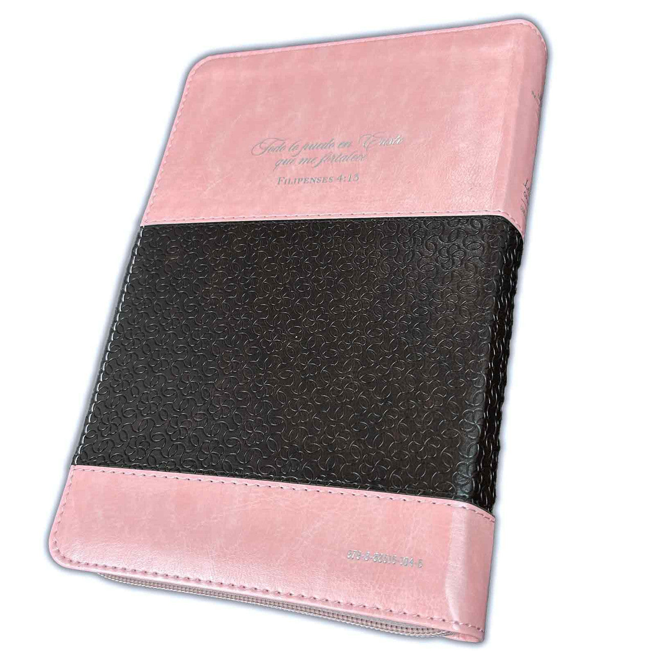 Bible with Large Print Closure 12 points RV1960 imitation. pink and brown with index - I can do all things through Christ
