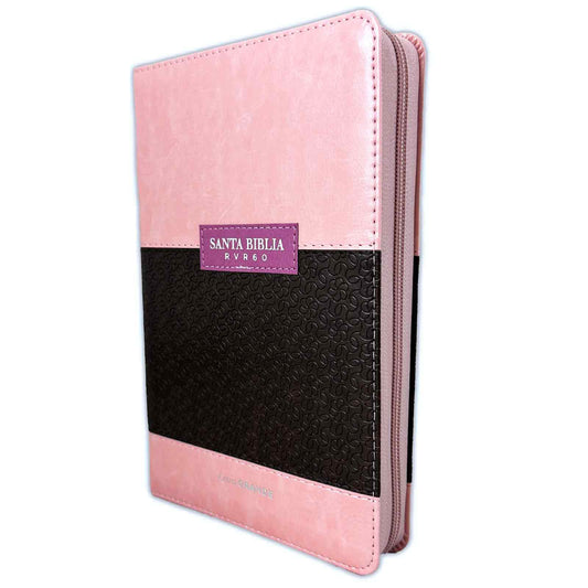 Bible with Large Print Closure 12 points RV1960 imitation. pink and brown with index - I can do all things through Christ