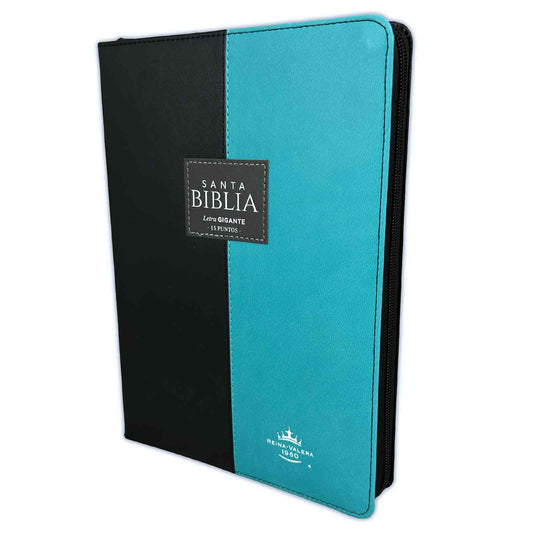 Bible with Closure Giant Letter 15 points RV1960 imitation duotone turquoise with index