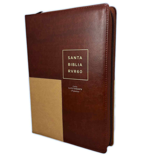 Bible with Closure Super Giant Letter 19 points RV1960 duotone brown with index