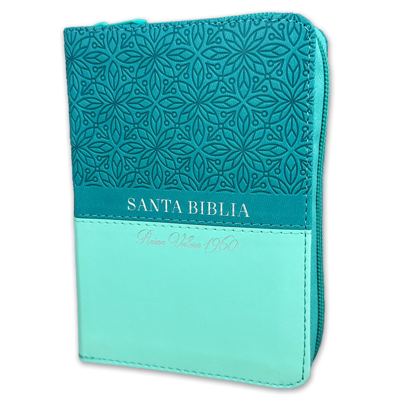 Pocket Bible with Closure RV1960 imitation turquoise bifloral leather with index
