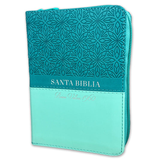 Pocket Bible with Closure RV1960 imitation turquoise bifloral leather with index