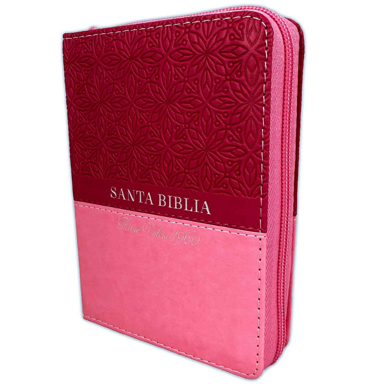 Pocket Bible with Closure RV1960 imitation pink and fuchsia bifloral leather with index