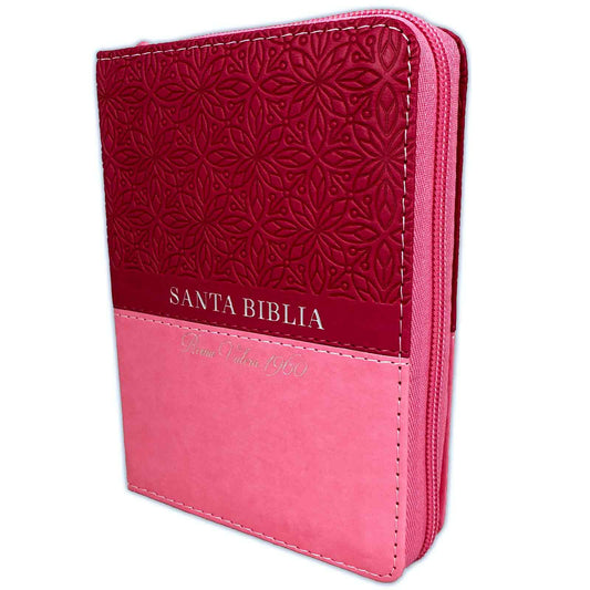 Pocket Bible with Closure RV1960 imitation pink and fuchsia bifloral leather with index
