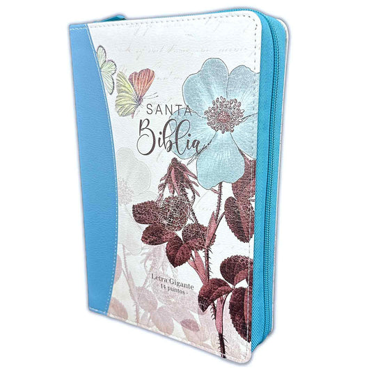 Bible with Closure Giant Letter Manual 14 points RV1960 imitation duotone turquoise floral