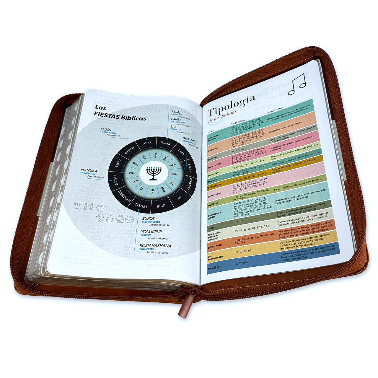 Large Print 12 point Zipper Bible RV1960 imitation brown and beige with index