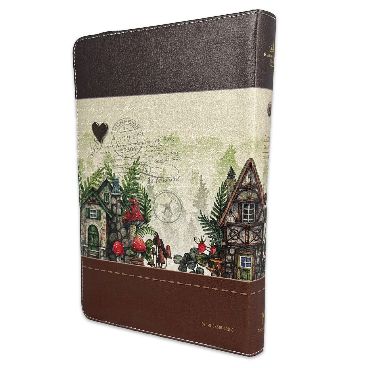 Bible with Large Print Closure 12 points RV1960 imitation. brown floral with index - Me and my house