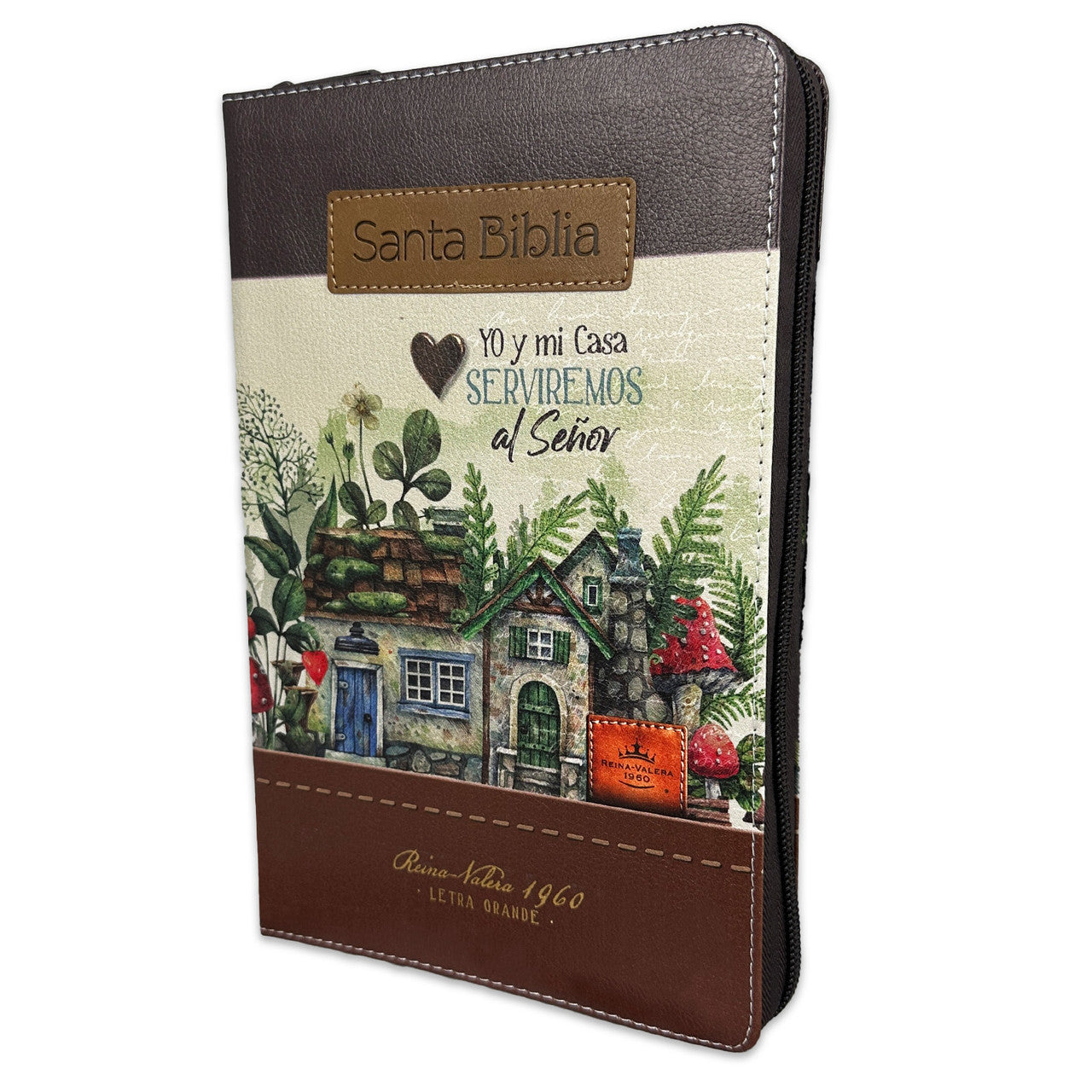 Bible with Large Print Closure 12 points RV1960 imitation. brown floral with index - Me and my house