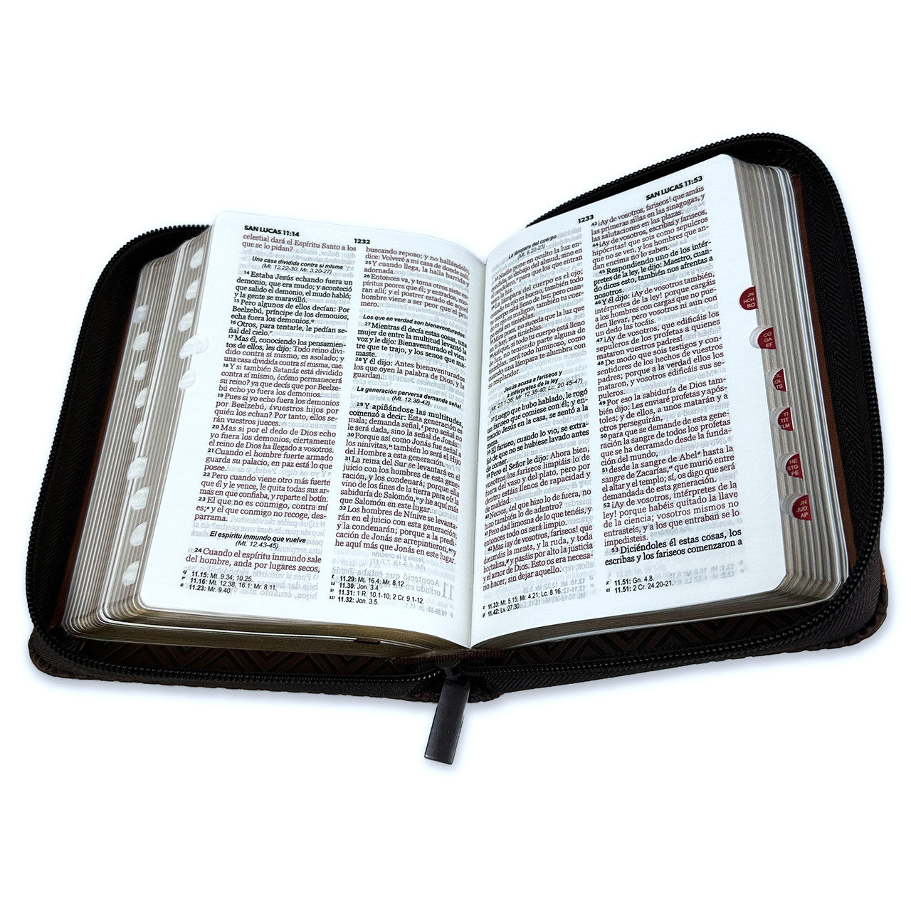 RV1960 Pocket Bible with Zipper, imitation leather duotone brown with index