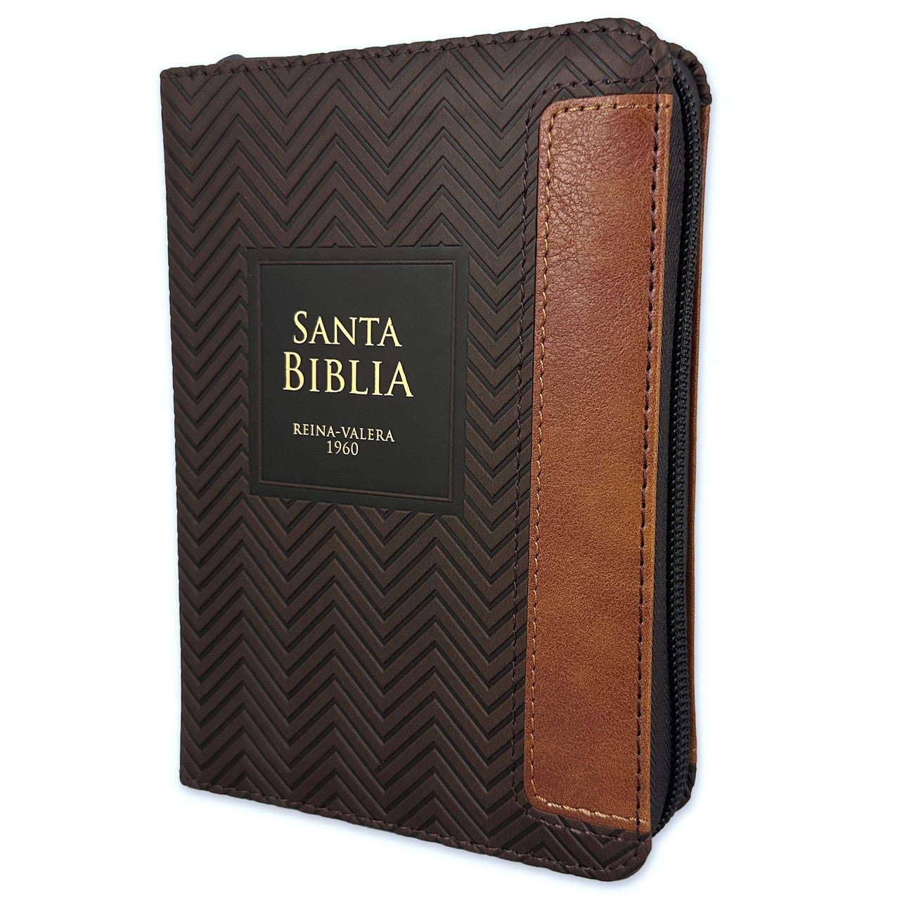 RV1960 Pocket Bible with Zipper, imitation leather duotone brown with index