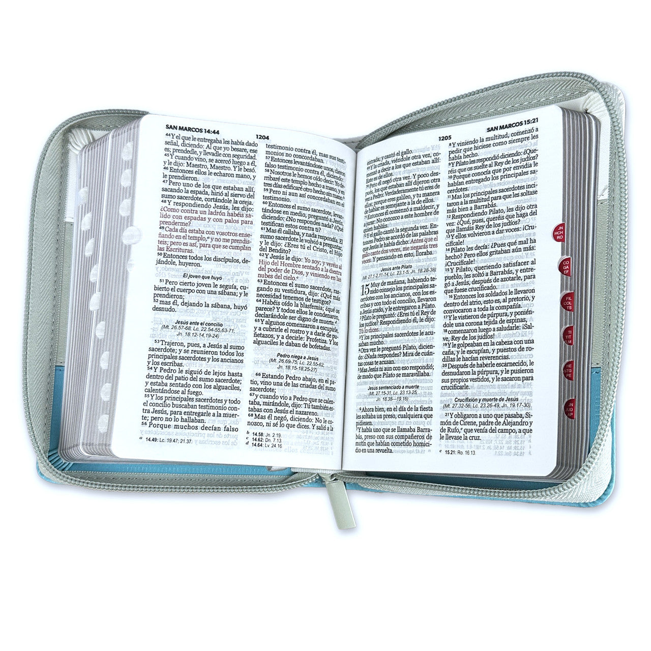 RV1960 Tricolor Imitation White/Gray/Turquoise Pocket Bible with Index