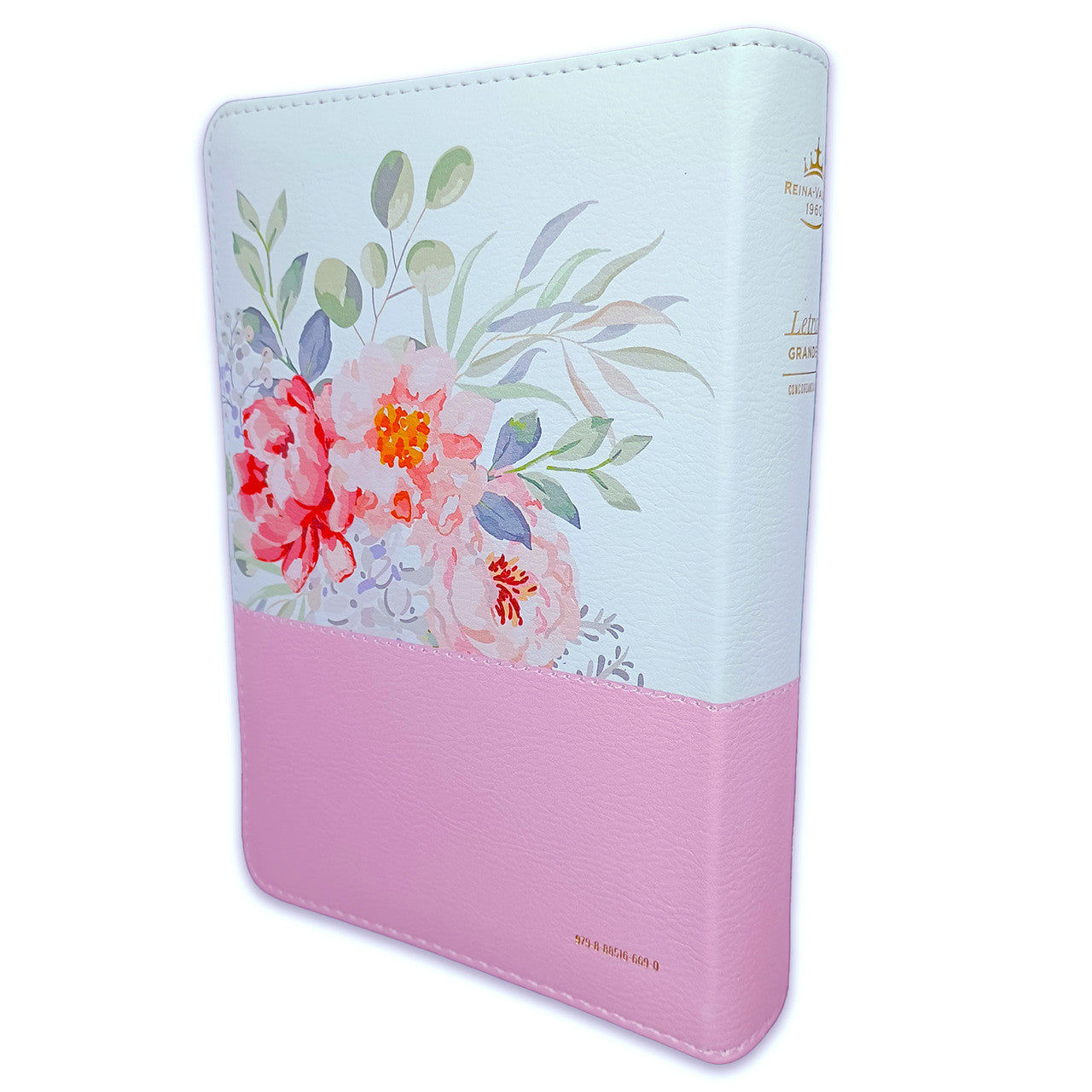 Biblia Mujer Virtuosa con Cierre Compacta 11 puntos RV1960 imit piel blanca floral con índice