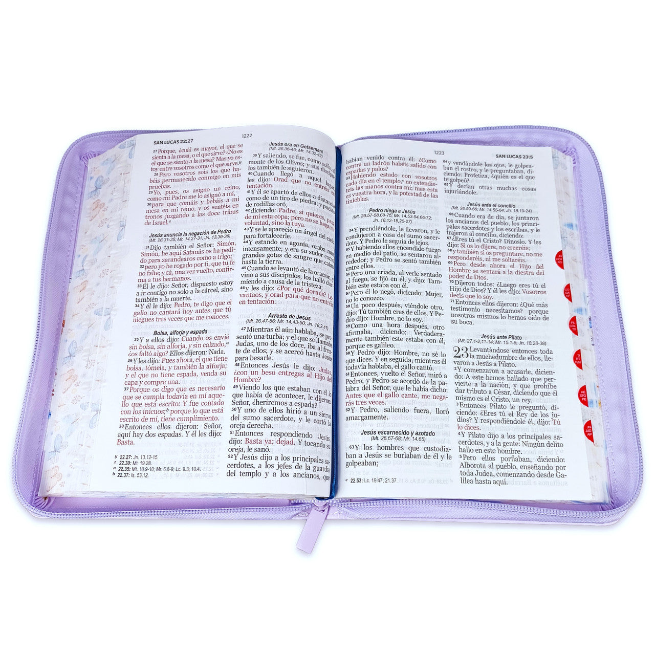 Bible with Large Print Closure 12 points RV1960 imitation. lilac floral with index and floral edge