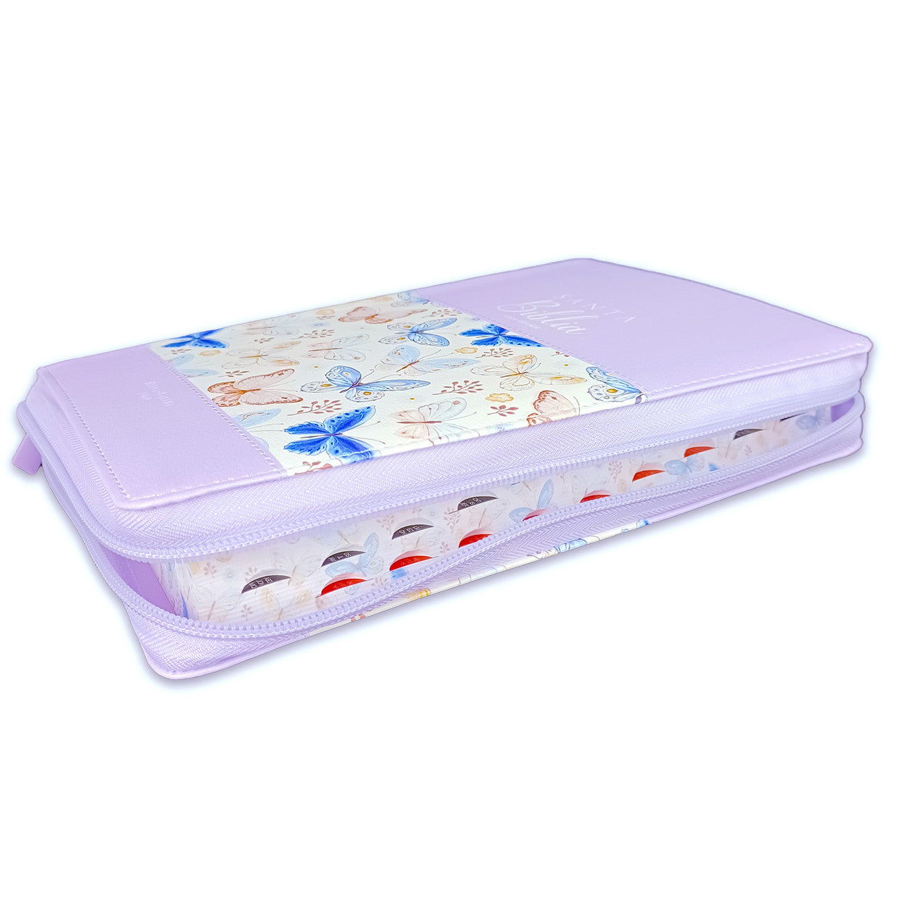 Bible with Large Print Closure 12 points RV1960 imitation. lilac floral with index and floral edge