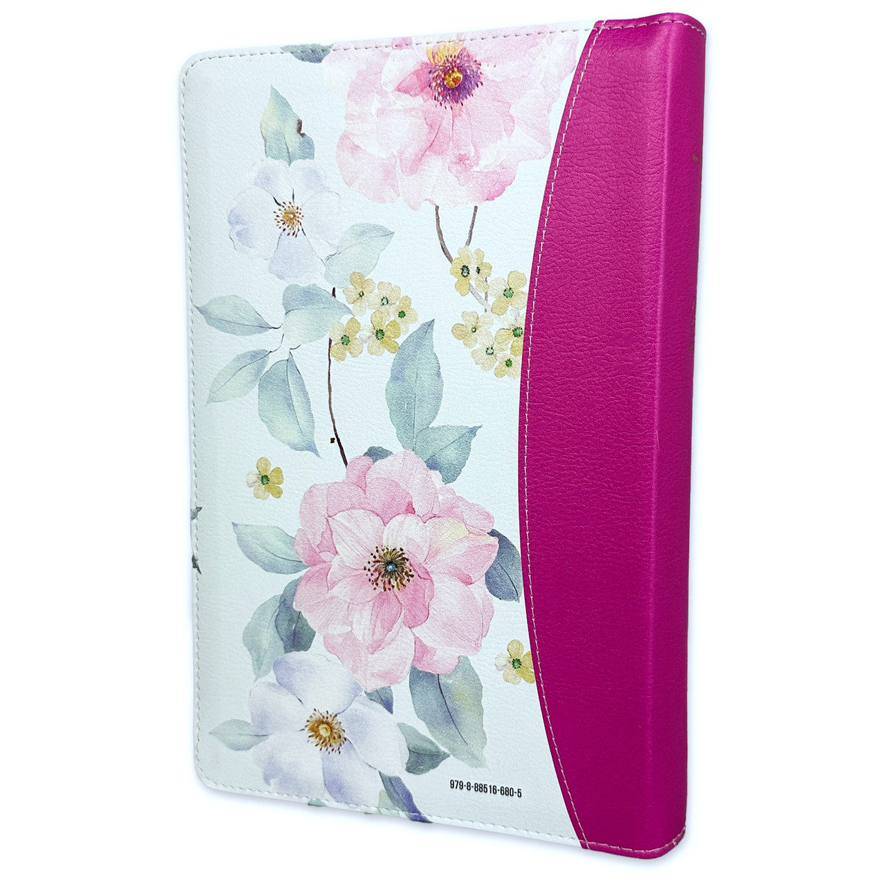 Bible with Closure Giant Letter Manual 14 points RV1960 imitation leather floral butterflies fuchsia and white floral with index