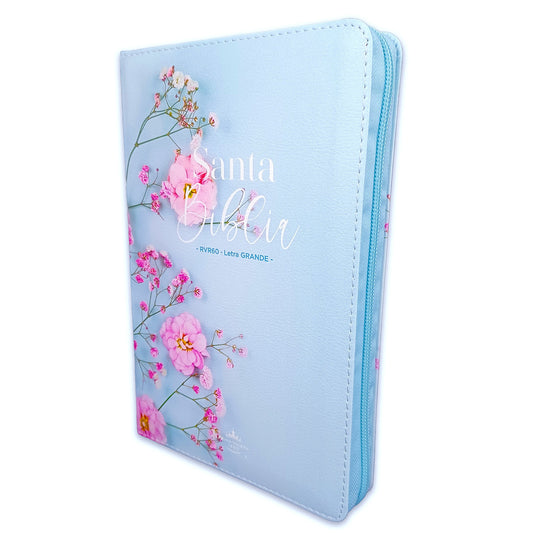 Bible with Large Print Closure 12 points RV1960 imitation. turquoise floral with index