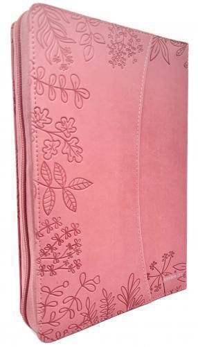 RVR1960 BIBLE MANUAL SIZE, IMITATION LEATHER PINK COLOR WITH CLOSURE, INDEX AND POCKET