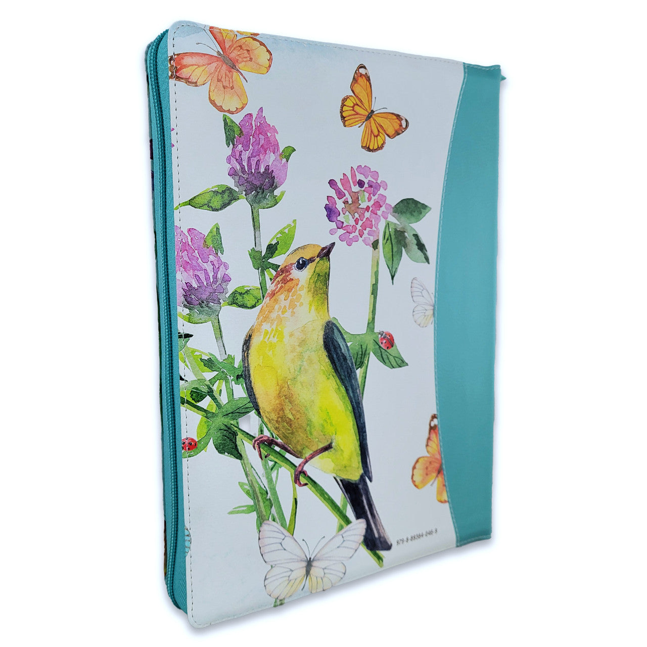 Super Giant 19-point Bible with Zipper, RV1960, imitation turquoise floral leather, with index and floral edge