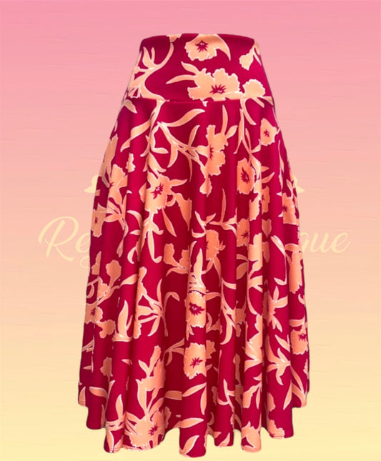 3/4 skirt full pink flowered disc