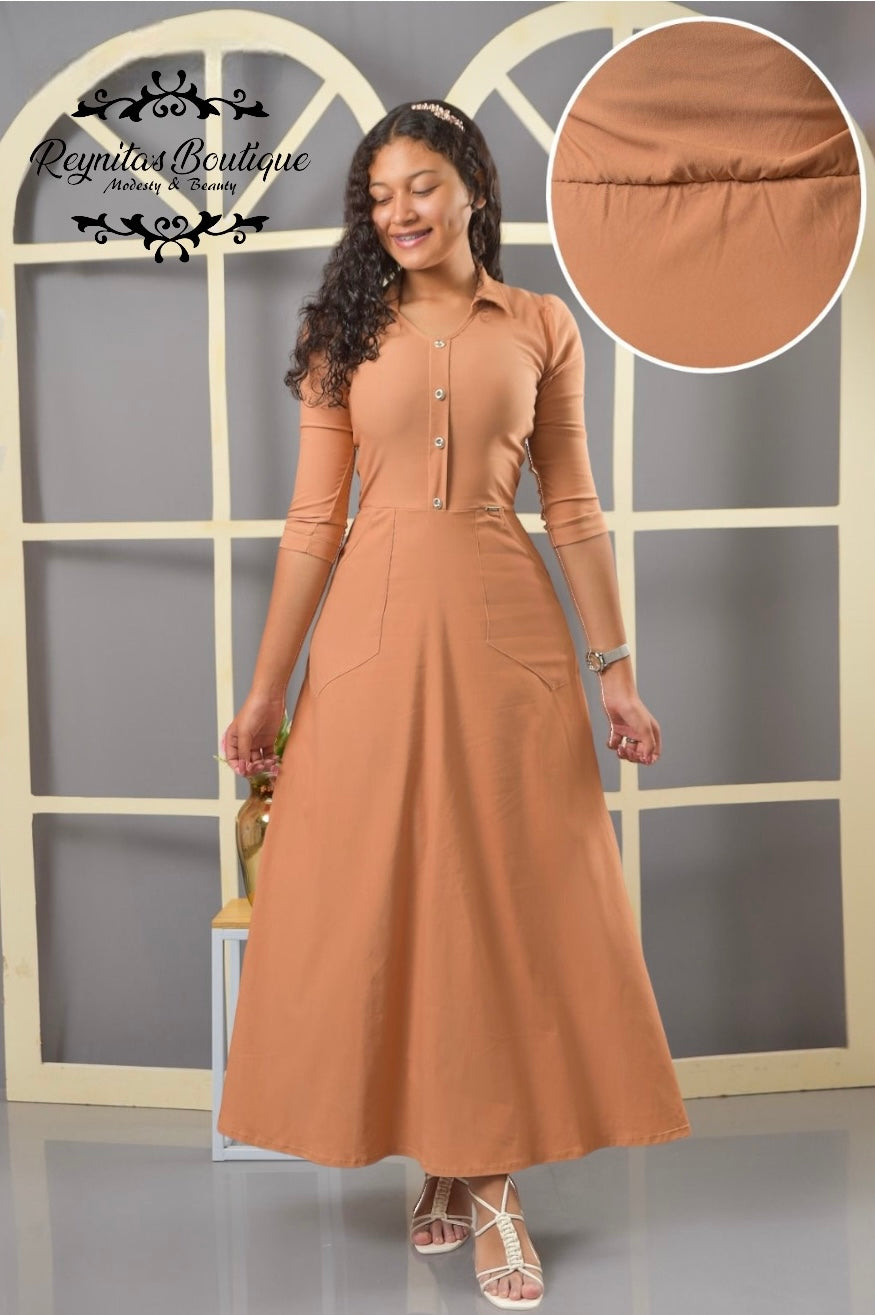 vestido camisero cafe