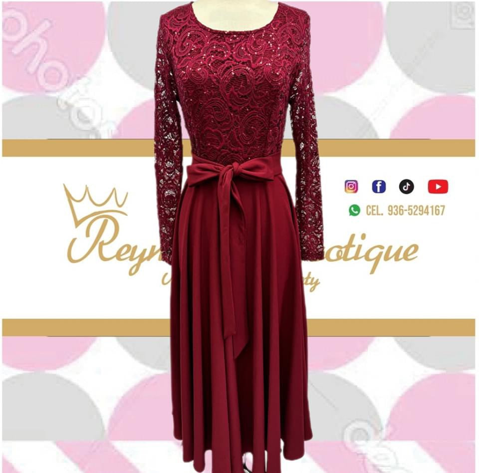 long maroon party dress