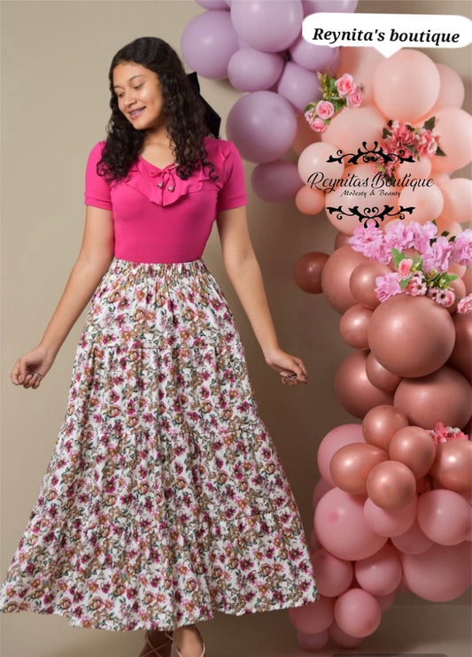 Pink skirt and blouse set