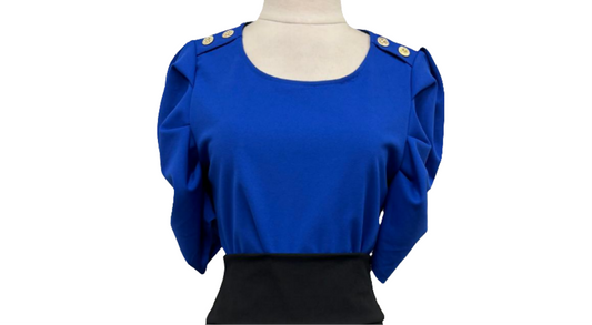 Princess sleeve blouse with buttons on the shoulder Royal blue