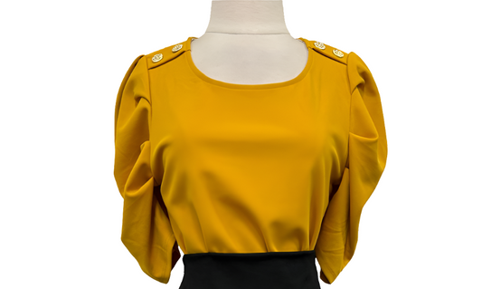 Princess sleeve blouse with buttons on the shoulder Yellow