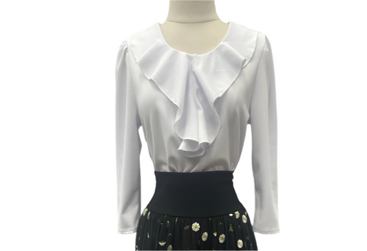 white flutter blouse