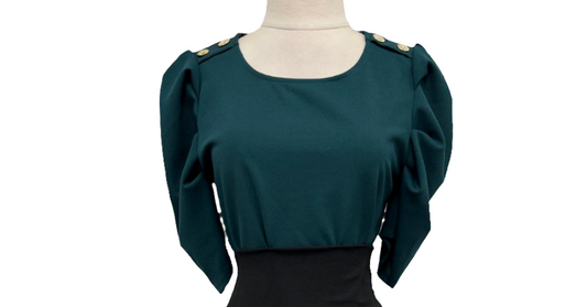 emerald shoulder button princess sleeve blouse