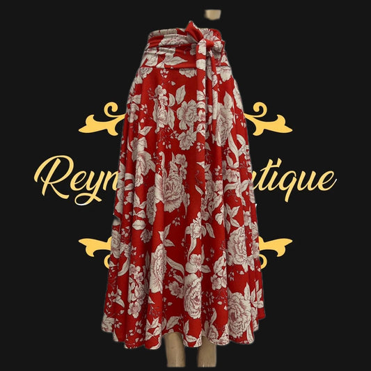 Full disc orange red skirt