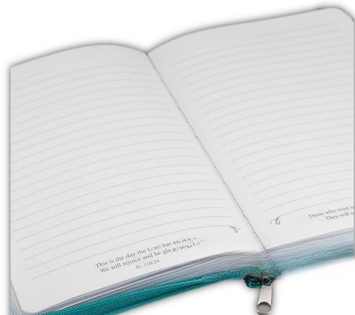 Zippered Luxleather Journal, I can do everything through Him, who gives me strength, turquoise