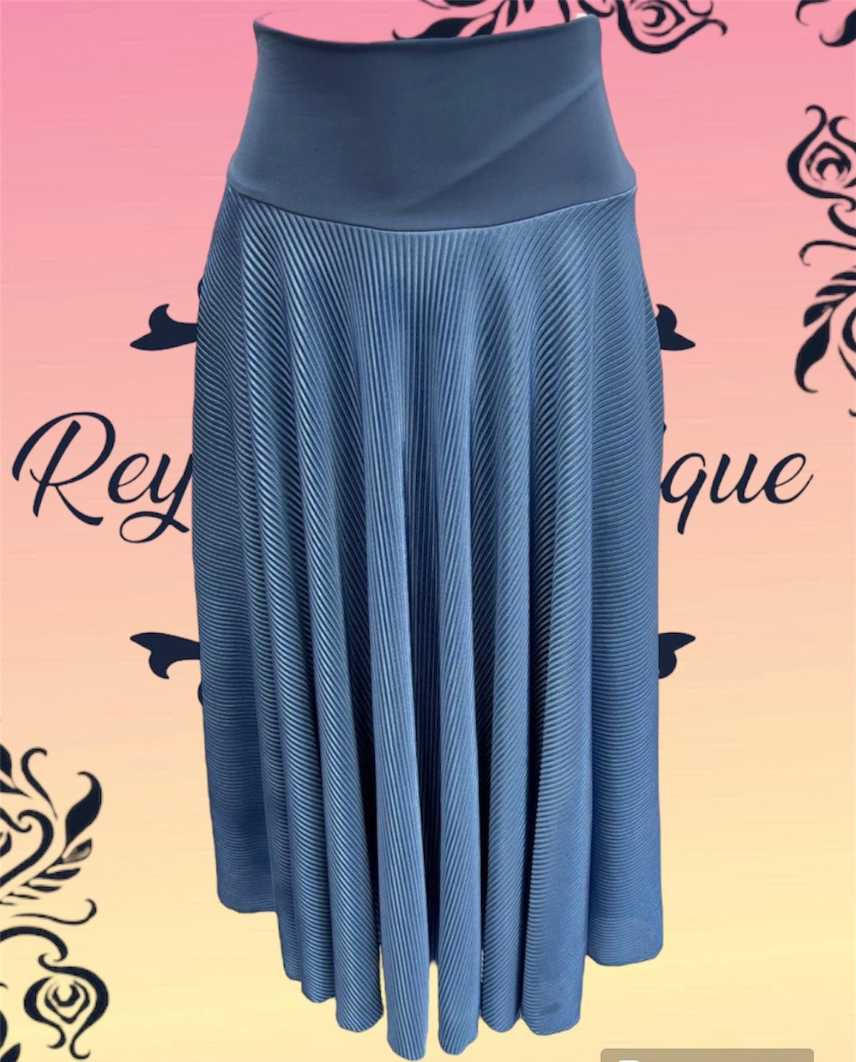 silver blue ruched long full disco skirt