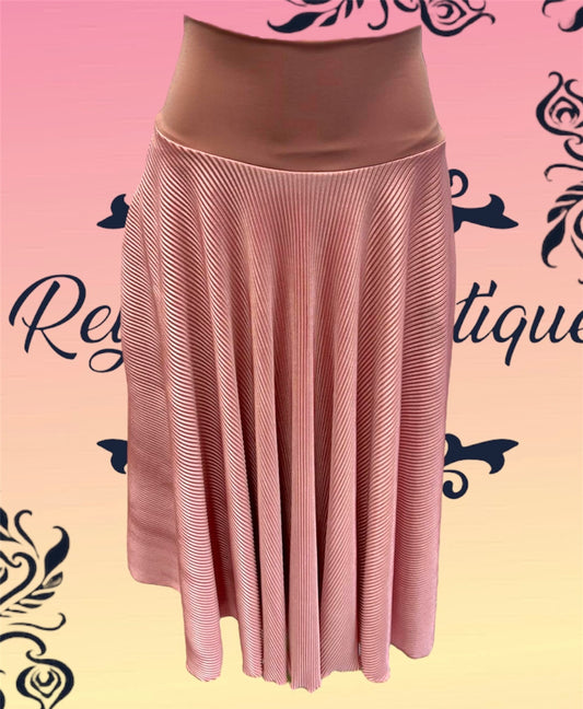 pink ruched long full disco skirt