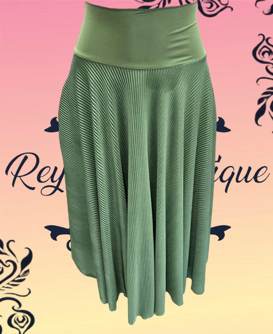 pistachio green long ruched full disc skirt