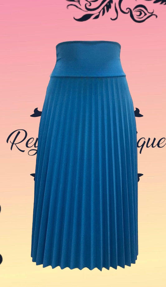 Blue Pleated Skirt 3/4 Half Disc N/B