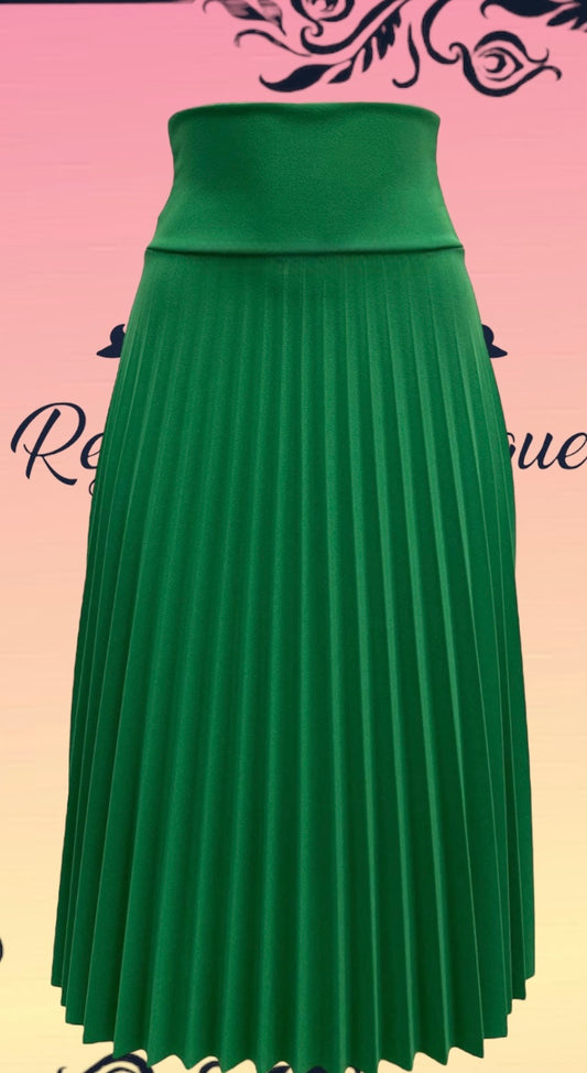 Green Pleated Skirt 3/4 Half Disc N/B
